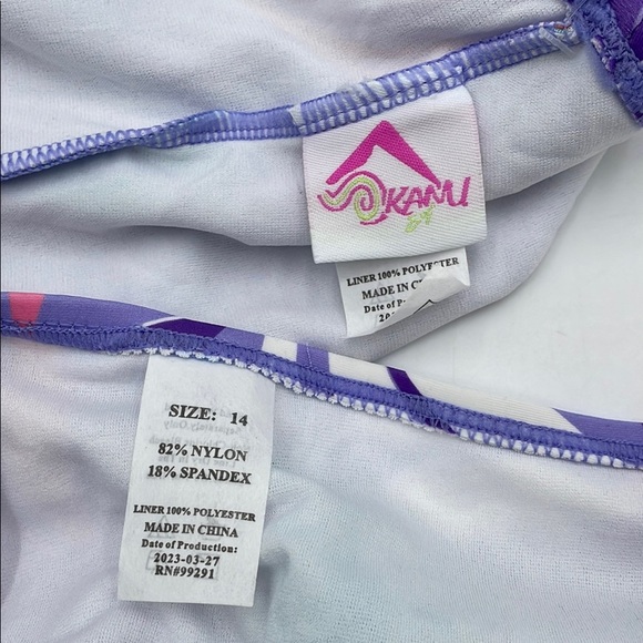 Kanu Tropical Purple Ruffle Top Swimsuit Bathing‎ Suit Bikini Two Piece Swim Set - Picture 9 of 9